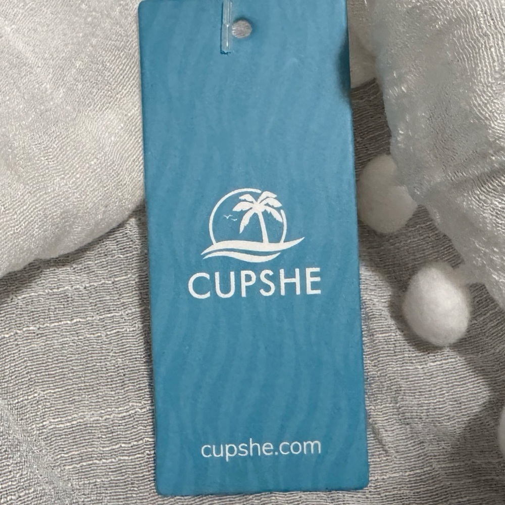 CUPSHE Lace-Up Tassel Cover Up Dress White Semi Sheer Woven Womens Sz M/L New - Picture 6 of 8
